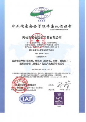 職業(yè)健康安全管理體系認(rèn)證證書(shū)